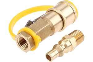 Mtsooning Kit de conexión rápida 1/4 válvula Shutoff & Full Flow macho Plug para gas propano