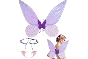 Huanuoda Feenflügel Erwachsene Feenflügel Kinder, Feen Flügel Damen Erwachsen Elfenflügel Halloween Kostüms für Karneval Geburtstag Weihnachten Feenkostüm Rollenspiele Themed Party (Violett)