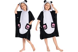 OLAOLA Kinder Poncho Handtuch mit Kapuze, Strand Umkleidemantel, Saugfähige Badetücher, Schwimmtuch für Jungen und Mädchen von 3–12 Jahren, Panda