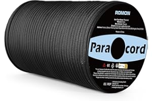 Romon Paracord 4mm, 100M Paracord Schnüre Seil 9 Kern-Strängen Paracord Bänder, Schnur Reissfest Seil Sonnensegel, Nylon Paracord Survival Paracord Reepschnur für Outdoor Survival Camping, Schwarz