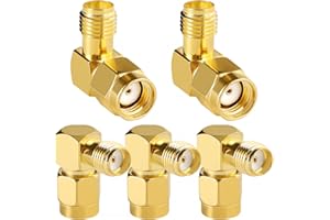 KUOQIY 5 Piezas RP-SMA Macho a SMA Hembra Conector de Ángulo Recto, Adaptador de Antena FPV, para 2G 3G 4G LTE, Radio, Antena