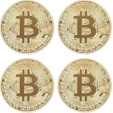 G&uuml;ncel&Ccedil;arşı 4 Adet Bitcoin Madeni Hatıra Parası Madeni Bitcoin Hediye Sikke Para