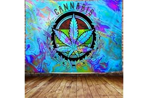 NYMB Tapisserie murale à suspendre en forme de feuille de cannabis, décoration murale, couverture psychédélique, fond coloré cool pour méditation, chambre à coucher, salon, dortoir, TV