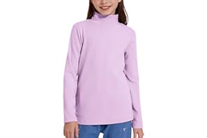WOWENY Maglietta termica a collo alto, per bambini, in pile, calda, a coste, per l'inverno, 5-14 anni