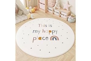 ‎AIMECO AIMECO Kleiner Kinderteppich Rund 80CM Buchstabenregenbogen - Weicher Kuscheliger Teppich für Kinderzimmer Mädchen Schlafzimmer, Dünn & Pflegeleicht