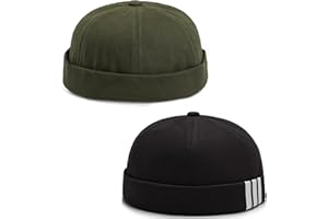 MESU Brimless Docker Cap for Men Sailor Cap Retro No Brim Hat Skullcap Beanie Hat