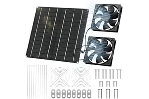 Mucek Solar Ventilator, 15W Solarpanel Ventilator Solarbetrieben, Solar Dual Auspuffventilator Wasserdicht, Solarlüfter für Hühnerstall, Gewächshäuser, Haustierhäuser Kleine
