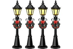DIELIANHUA 4 Pièces Lampadaire Miniature, Noël Mini Réverbère Modèles, Lampadaire Miniature LED, Accessoires de Jardin Féérique, Décorations de Paysage Miniatures pour Maison de Poupée/B