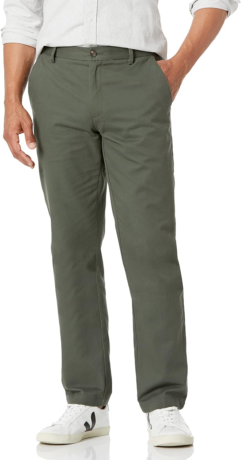 Amazon Essentials Men's Straight Fit Wrinkle-Resistant Flat-Front Casual Chino Trousers