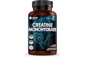 NEW LEAF PRODUCTS Creatine Monohydrate Capsules 3000mg - 180 Creatine Capsules - Exercise Workout Gym Supplement for Men & Women - Creatine Monohydrate Powder (Not Tablets) (3 per serving) Vegan Friendly 2 Months