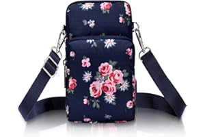 Zercart Crossbody Bags Phone Pouch Purse, Leaf Pattern Shoulder Bag Multifunction Phone Bag Ladies Cellphone Bag with Wristband & Card Holder Slots for Smartphone 6.5" Keys Coins Cards