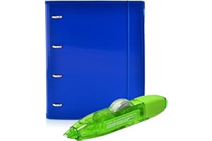 Office Box Pack Vuelta al Cole: Carpeta & Block + Cinta Correctora R10 - Carpeta Completa con Corrector Recargable de Máxima Calidad (Azul Oscuro)