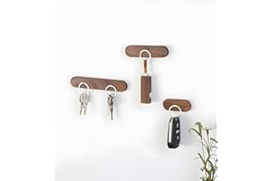 AtEaze Magnetischer Schlüsselhalter | Walnuss oder Buchen Holz | Wandhalterung aus Holz | Umzugsgeschenk | Selbstklebend | Schlüsselbrett | minimalistisch (Walnuss, 15,5cm)