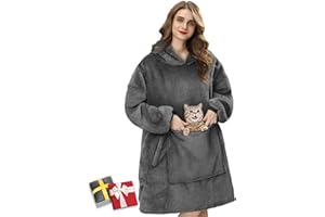 Elidepe Hoodie Decke, Geschenke für Frauen, Hoodie Damen Oversize, Decken Hoodie Damen Geschenke für Weihnachten, Super Weicher Bequemer Flanell Oversize Hoodie für Frauen, Männer, Erwachsene,Teenager