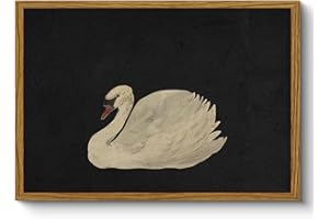 ARPEOTCY Framed Wall Art for Living Room, Vintage Swan Canvas Wall Art Bedroom Animals Kitchen Wall Decor Gifts for Mom, Aesthetic Wall Decor for Bedroom Office, Size A4 (21x29 cm)