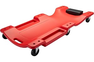 Wiltec bilmonteringsbräda 102 x 48 x 12 cm upp till 180 kg av plast, rullbräda med avtagbart nackstöd och verktygsfack, rullbräda, verkstadsbräda
