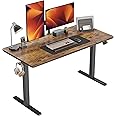 CubiCubi Electric Standing Desk, 140 x 60 cm Height Adjustable Table, Ergonomic Home Office Furniture with Splice Board, Brown