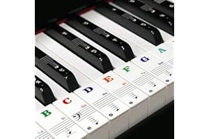 ZWANZER Piano Keyboard Stickers for 49/54/61/88 Key Keyboards- Piano Stickers, Keyboard Note Stickers for Black and White Keys, with Colorful Bigger and Bold Letters,Transparent and Removable