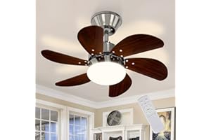 ‎HOMEFIRE Homefire Deckenventilator Mit Beleuchtung und Fernbedienung Leise - Deckenlampe Wohnzimmer 6 Flügeln Ø75 cm Ventilator Timing Deckenleuchte Fan Sommer-/Winter für Schlafzimmer Küche Ohne Lichtquelle