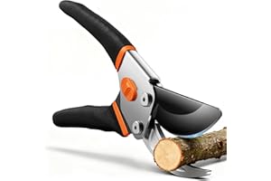 VOTREK Bypass Garden Secateurs, 8.5" Professional Pruning Shears, Heavy Duty Hand Pruners Gardening Scissor for Fresh Branch Plant Flower, 【SK5 Steel Blade】【Ergonomic Handle】【Built-in Spring】, VT-C800