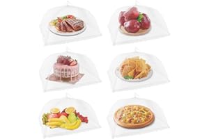 NEPAK 6Pcs Food Covers Mesh Pop Up, 17"x17" Food Tents Food Net Cover for Outdoors, Food Covers Mesh for Outside,Screen Tents for Party,Picnics, BBQ,Reusable and Collapsible