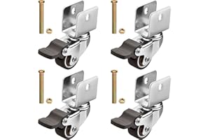 DRWOSM 4 Pcs Roulettes Pivotantes Pour Meubles 25mm Roulettes de Support Pour Meubles Pivotantes Roues Pour Meubles de Type U avec Frein, Rotation à 360 Degrés Pour Lit de BéBé, Armoire, Table, Ø 25mm