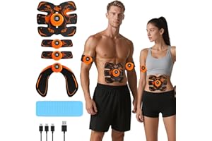 DRESZ EMS Bauchmuskeltrainer, EMS Trainingsgerät für Muskeln, 8 Modi & 19 Intensitäten,16 Wassergel, USB Wiederaufladbar,Bauchmuskeltrainer Elektrisch für Bauch, Arm, Bein, Po, Unisex