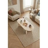 Modern Oval Orta Sehpa Minimal Ahşap Salon Sehpası Şık Tasarım (Traverten)