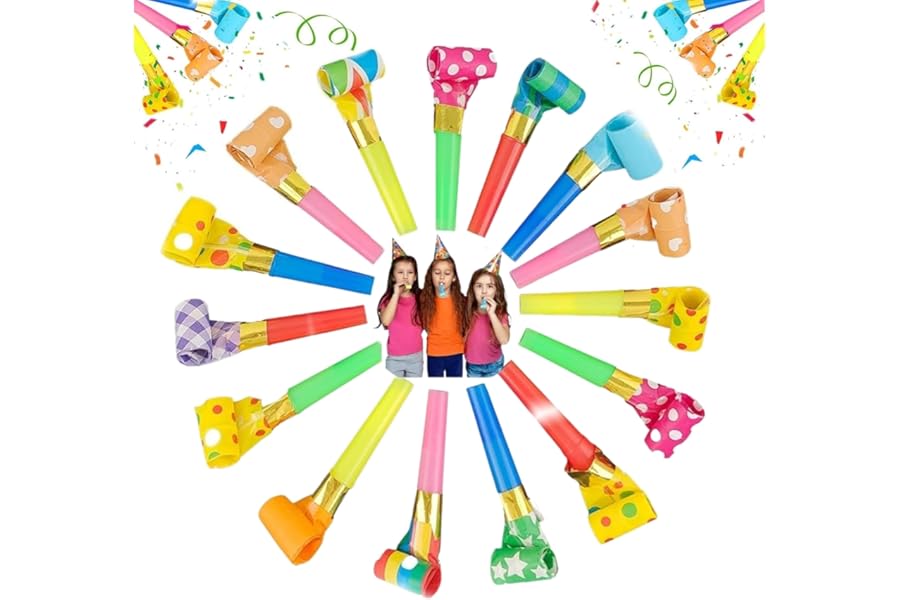 30 PCS Party Blowers Whistles, Colourful Party Blowers for Kids, Party Whistles Blowers Kids, Party Blowers for Adults, Blowers Noisemakers Birthday Party, Anniversary, Graduation, Wedding, Christmas