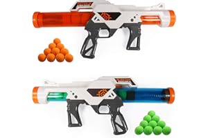 RuiDaXiang Air Powered Jouet Pistolet pour, 2pcs Dual Battle Pack, Foam Ball Air Powered Shooter Jouet Pistolet pour Les Enfants de 6 Ans et Plus Jouant avec Leur Famille
