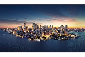 OEDIM Stickers muraux Photo Image Mur d’Images | Coucher de Soleil Empire State Building New York | De 150 x 100 cm cm | Sticker Vinyle Adhésif Autocollant Fond Mural |