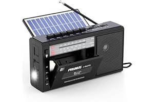 PRUNUS J-360 Radio Cassette AM/FM/SW, Mangiacassette Portatile, Cassette Player, Solare/Batteria Ricaricabile, Lettore Musicassette con Bluetooth, Torcia,Jack per Cuffie, USB e 32 GB TF Card.