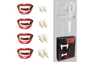 BANLILU Halloween Vampir Zähne, Halloween Vampirzähne in 4 Größen, Erwachsene Vampirzähne - Vampire Teeth Fangs Halloween Vampir Schminke Cosplay Kostüm Accessoires Damen Herren Kinder Vampirgebiss