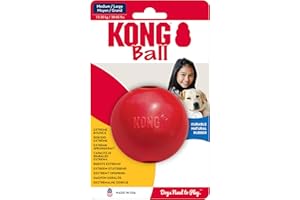 KONG Palla Con Foro - Giocattolo Da Recuperare Per Cani - Palla Classica In Gomma - Per L'Addestramento E Il Gioco - Rosso - Per Cani Di Piccola Medio/Grande