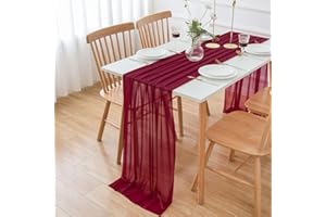 AOKSUNOVA - Runner da tavolo in chiffon per matrimoni, organza, 3 m x 70 cm, colore: rosso/bordeaux