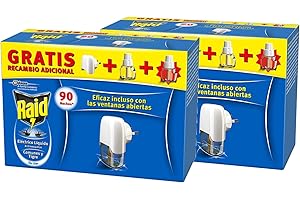 Raid ® Electric Liquid 90 Nights, Pack of 2 – Common and Tiger Anti Mosquitoes Plug with Applicator and 2 Refills of 45 Nights
