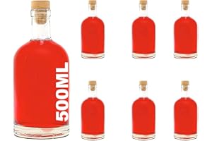 casavetro Bottigliette Vetro con Tappo Sughero - 500 ml - Bottiglia Vuota in Vetro per Vino, Liquore, Acqua, Succo di Frutta, Conserve, Latte, Olio, Birra, Vino, Estratti, Amari (6 x 500 ml)
