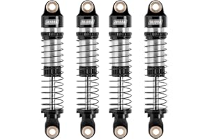 INJORA 53mm RC Amortisseurs-Huile Amortisseur Fileté Absorbeur pour TRX4M K10 High Trail Upgrade 1/18，Argent Noir