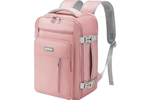 YOKGO Reiserucksack Rucksack Handgepäck Flugzeug 40x20x25 cm 20L Für Ryanair Untersitz Reise, Tasche Mit Nassfach, 15.6 Zoll Laptop Kabinentasche Backpack Für Weekender, Business, Arbeit (Puderrosa)