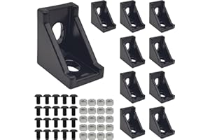 AYWFEY Set di 10 staffe angolari per profili di estrusione in alluminio serie 2020, connettori a forma di L con 20 dadi a T M5 + 20 bulloni esagonali M5 per guide a fessura a T da 1/4 20/20 V in alluminio