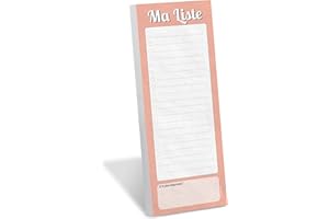 WHINAT Bloc notes magnétique MA LISTE pour toute la famille à mettre sur votre frigo et ne plus rien oublier - Pour liste de courses / Todo List / Pense bête - Pour le frigo - Fabriqué en France (Pêche)
