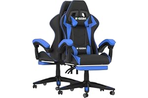 Racingreat Gaming Chair, Ergonomic Computer Racing Chair with Headrest and Lumbar Support, PU Leather High Back Height Adjustable Swivel Game Chairs for Adults (With Footrest, Black/Blue)