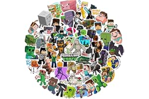 HILLOLY Mine Craft Stickers, 100 Pcs My World Stickers, Cartoon My World Stickers,Cartoon Waterproof Stickers, for Motorcycle Notebook Laptop Luggage Bicycle Skateboard