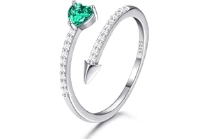 JeweBella Anello Cuore per Donna Anello Argento 925 Regolabile Zirconia Cubica Anello Fidanzamento Anello Promessa FEDI Nuziali Anelli Pollice Argento/Rosa Rossa/Rosa/Verde