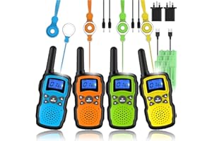 Wishouse Walkie Talkies for Kids Adults Rechargeable, Toys for 3 4 5 6 7 8 Year Old Boys Girls, PMR446 Kids Radios Long Range with Flashlight Lanyards, Camping Birthday Xmas Gifts Presents 4 Pack