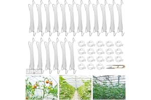 TUIBEIDAMAI Tomatenhaken mit Schnur,18 Stück Tomatenhaken Metall mit 18 Pflanzenschnalle und 15m Seil,Garden Tomato Hooks,für Hängende Tomaten und Gurken.