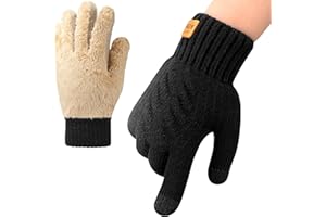 ytorgr Guantes térmicos de invierno para mujer Hombre cálidos, guantes de punto de forro polar, guantes de pantalla táctil para deportes al aire libre
