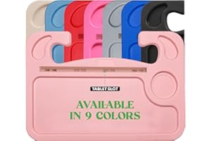 lebogner Steering Wheel Tray, Car Food Trays For Eating With iPad Tablet Slot, Multipurpose Double-Sided Hook On Travel Auto Steering Wheel Desk Table For Laptop & Notebook With Cup Holder, Light Pink