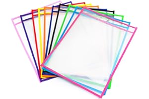 Diealles Shine Abwischbare Durchsichtige Hüllen, 10 Stück Reusable Dry Erase Pockets Schreibwaren Lieferungen für Büro und Schule, 35.5×25.5 cm