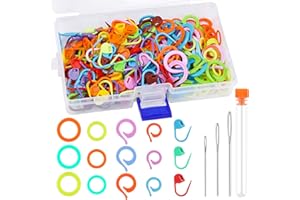 Riddur 265 Pezzi Pennarelli ad Anello, Pennarelli per Uncinetto per Maglia con Scatola di Plastica, Fermagli per Aghi per Punto Contropunto Colorati per Lavorazione a Maglia, Aghi Smussati